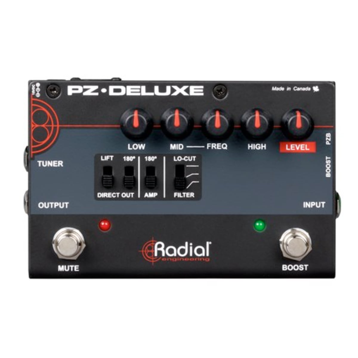 Radial Engineering PZ-Deluxe Acoustic instrument preamp w/parametric EQ and built-in Radial DI