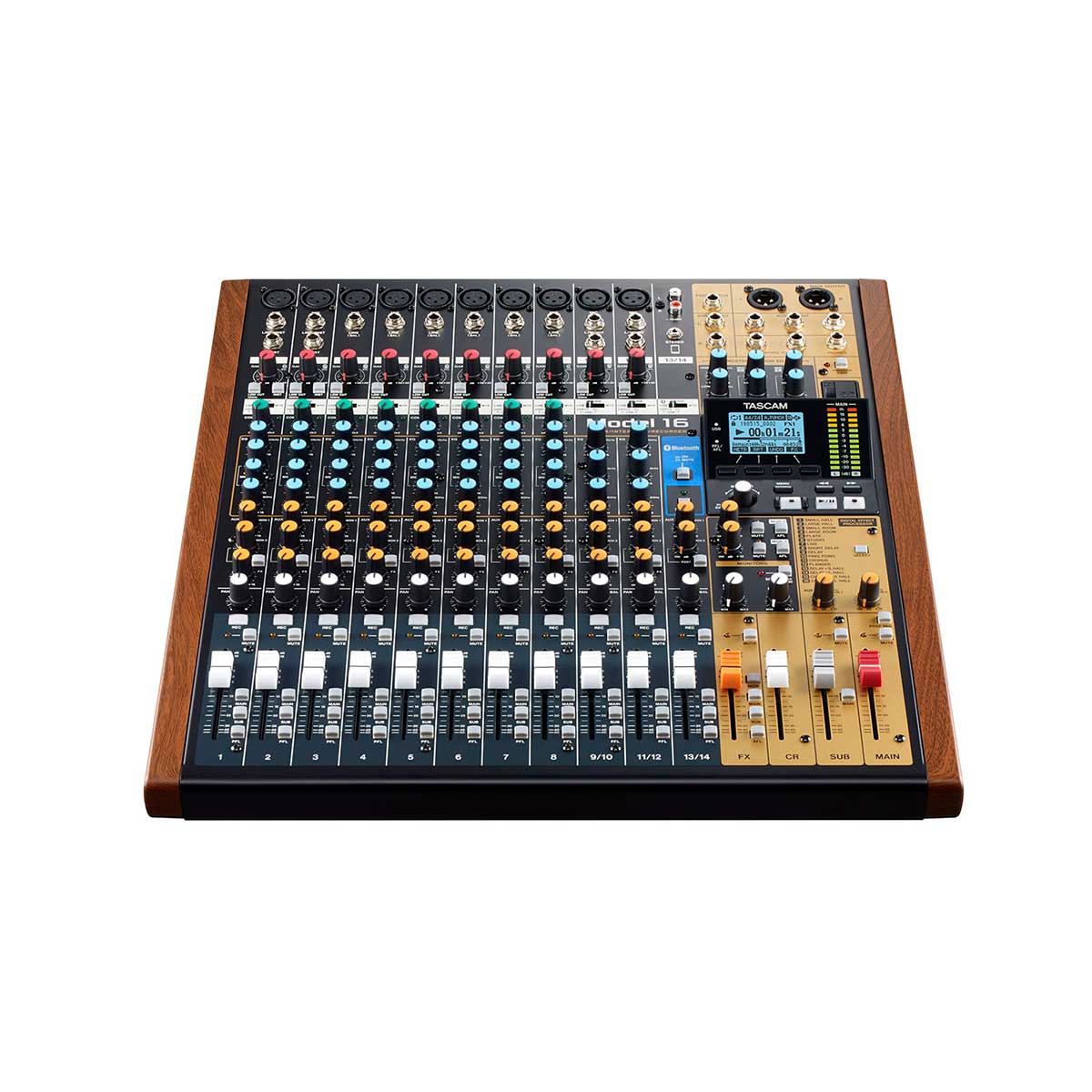 Tascam Model 16 all-in-one analog mixer, multi-track digital recorder and audio interface