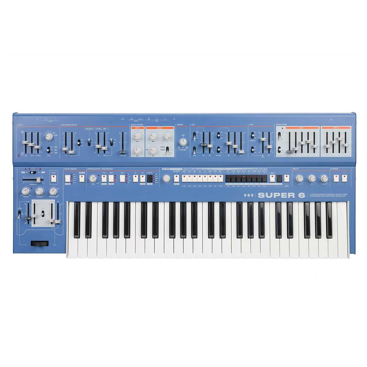 UDO Super 6 12-voice Polyphonic Binaural Analog-Hybrid SynthesizerUDO Super 6 12-voice Polyphonic Binaural Analog-Hybrid Synthesizer Blue