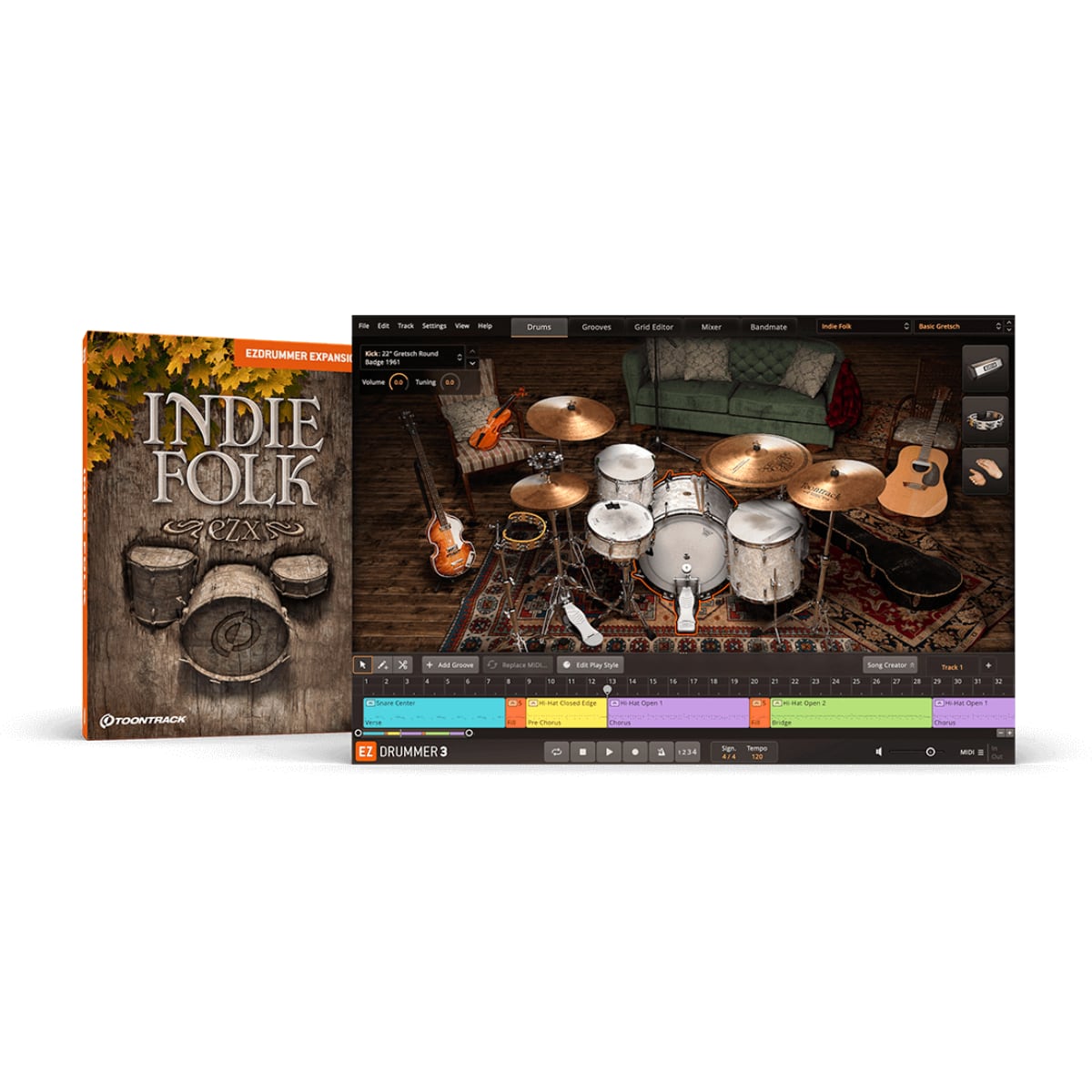 Toontrack Indie Folk EZX - EZdrummer Sound Expansion (Software Serial Number)
