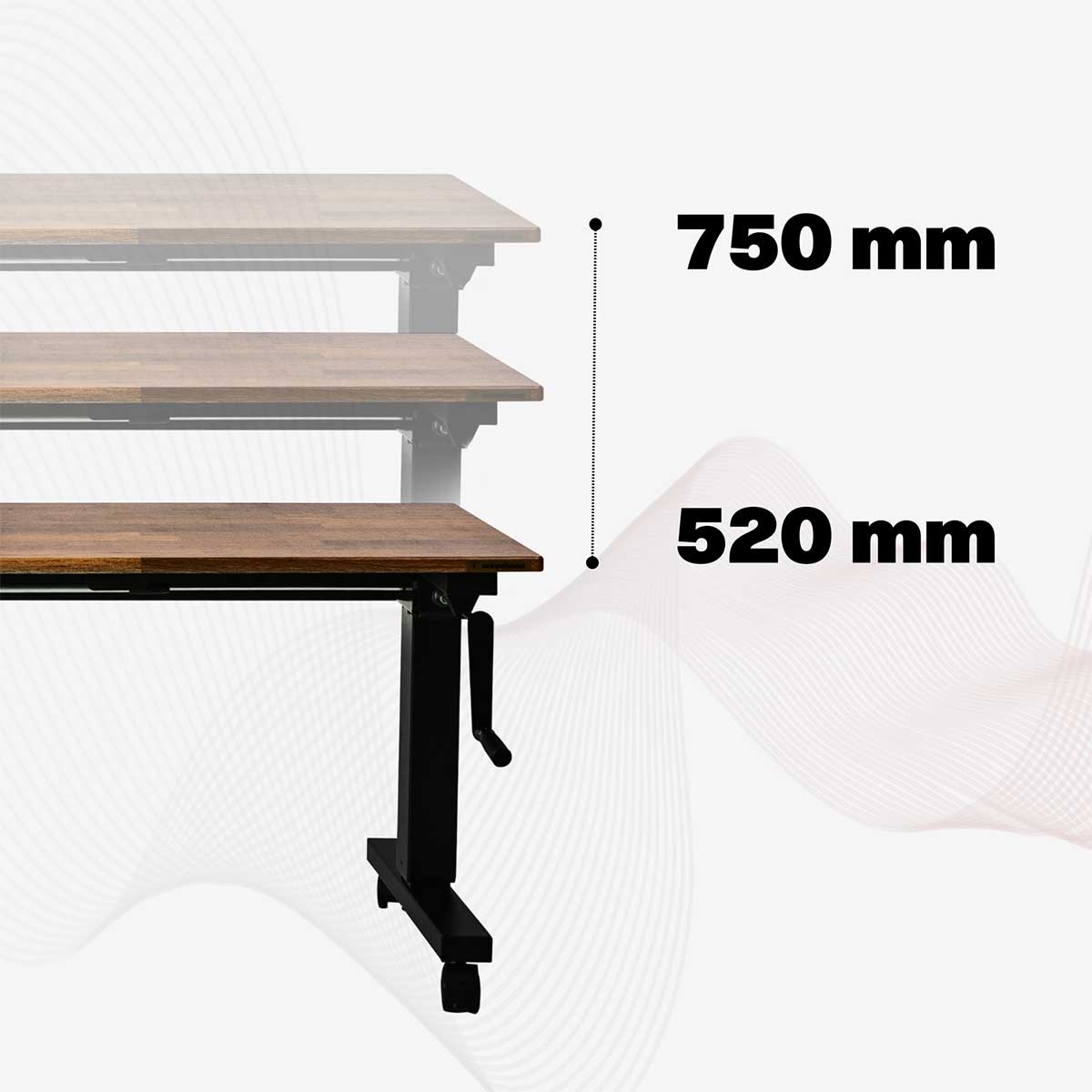 Wavebone Hover 1400 Height Adjustable Keyboard Trolley