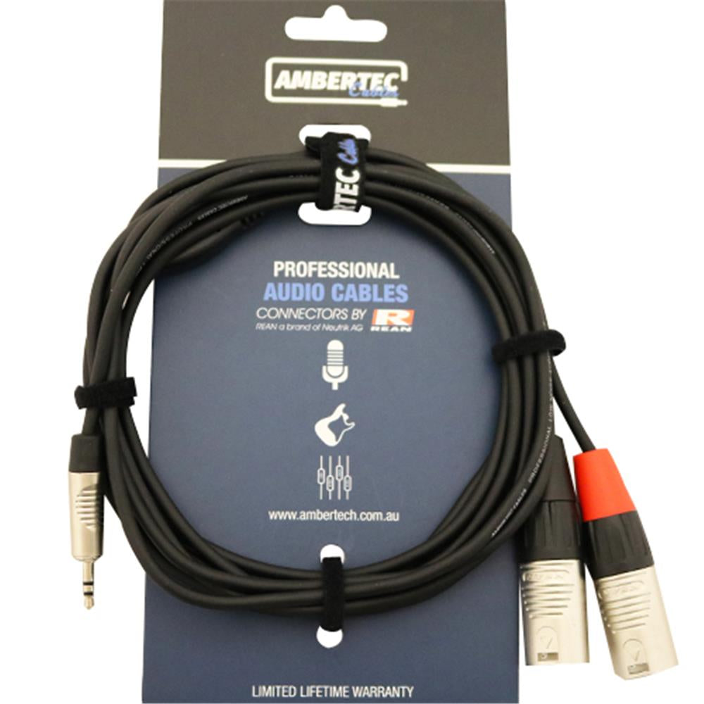 Ambertec Y cable 1.5m REAN 3.5mm TRS plug - 2 x XLR M