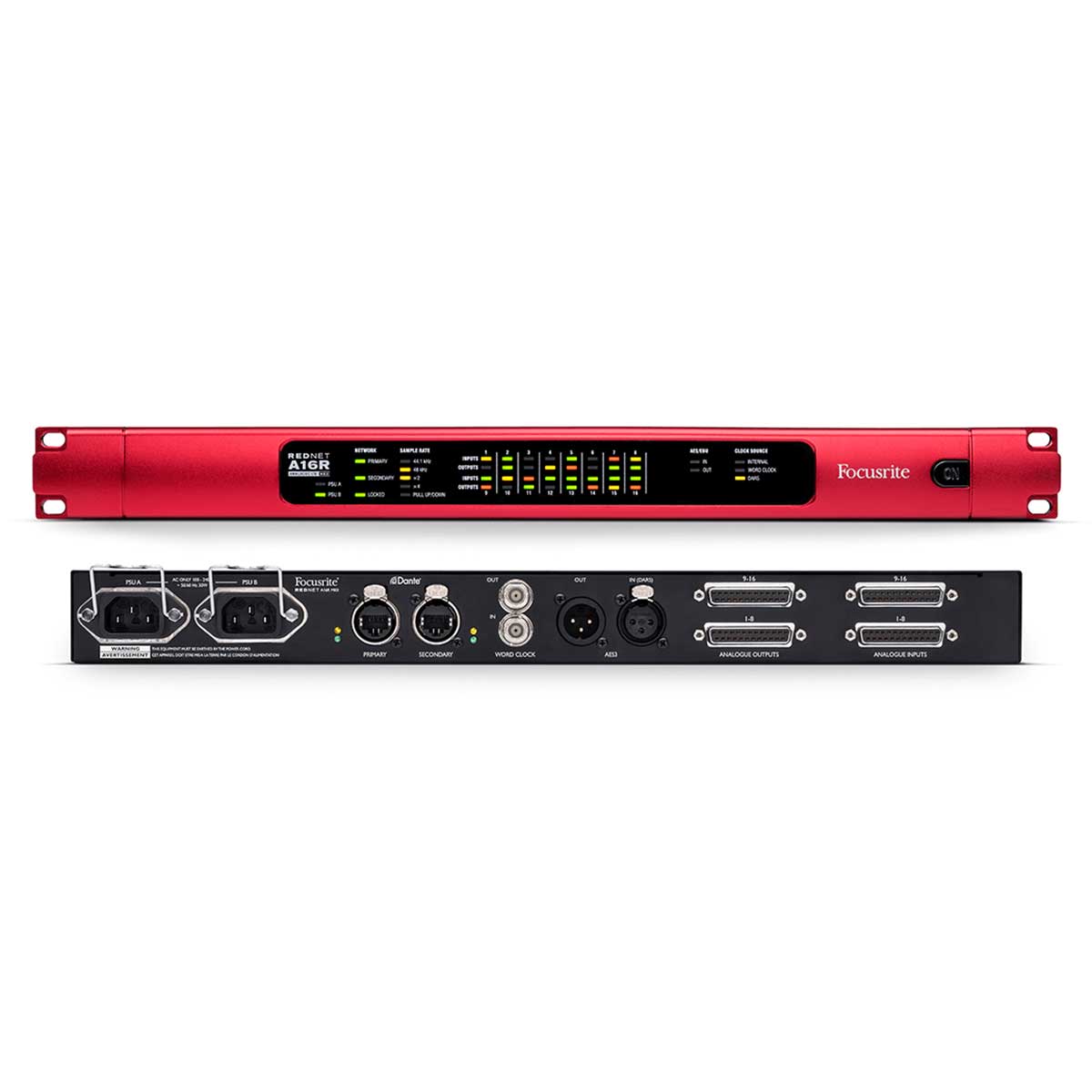 Focusrite Rednet A16R MKII 16 Channel 24/192 Analogue Dante I/O Interface with Level Control and Redundant Network & Power