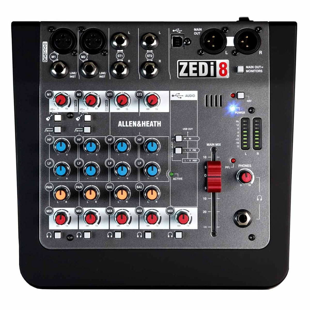 Analog Mixers - Allen & Heath ZEDi-8 Hybrid Compact Mixer / USB Interface