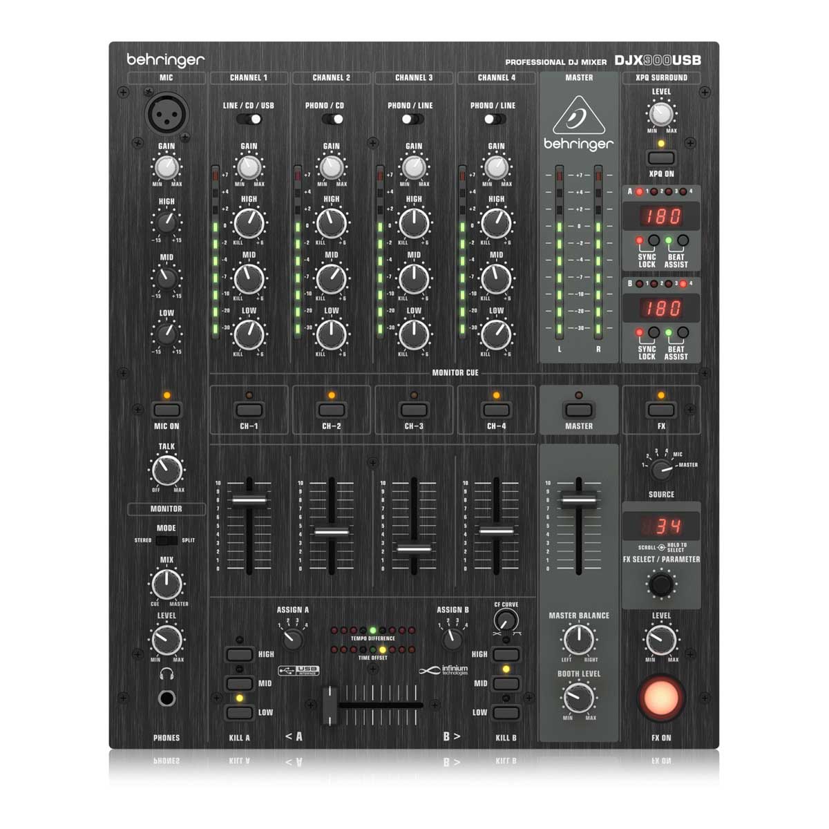 Behringer DJX900USB Professional 5-Channel DJ Mixer with infinium VCA Crossfader, Advanced Digital Effects and USB/Audio Interface