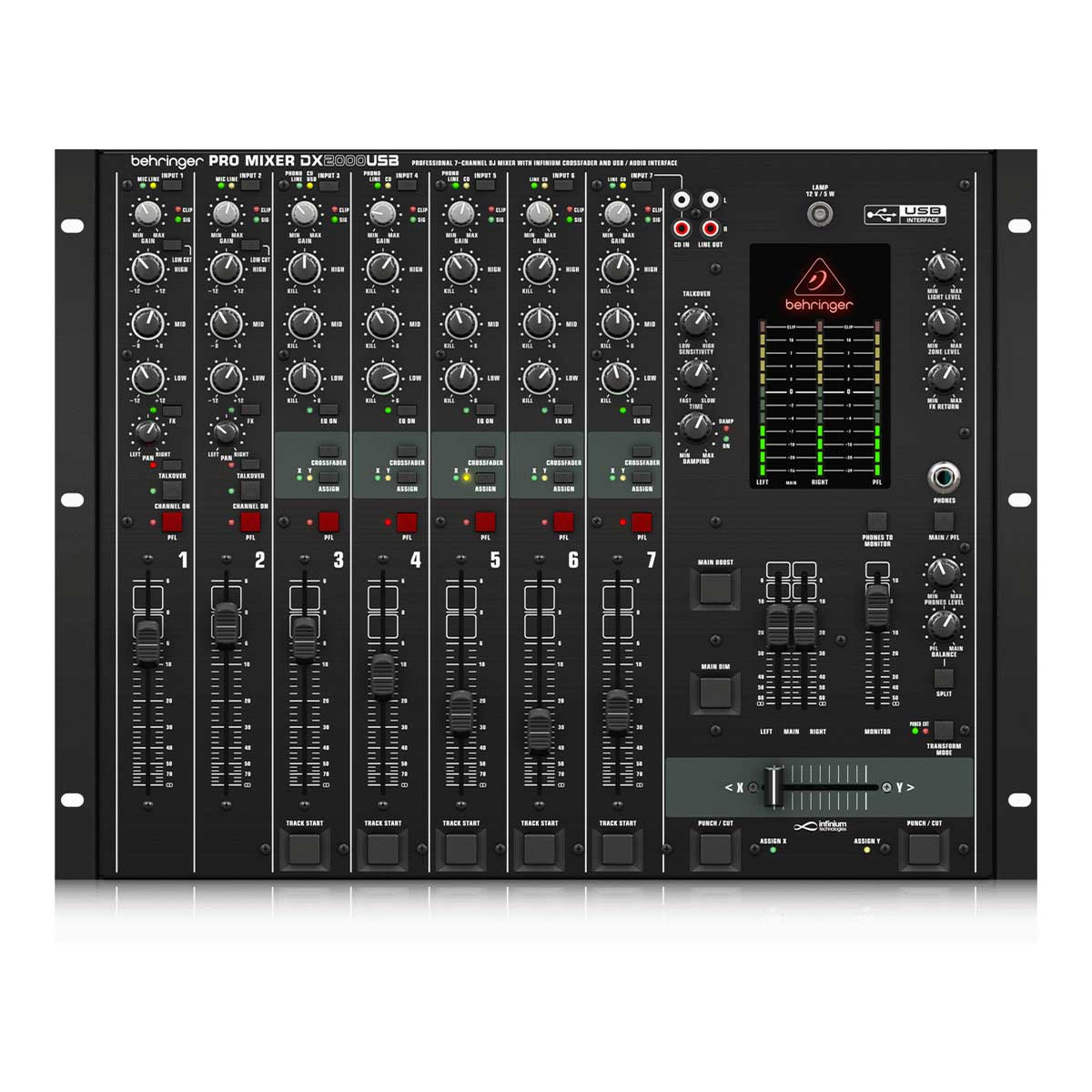 Behringer DX2000USB Professional 7-Channel DJ Mixer with infinium VCA Crossfader and USB/Audio Interface