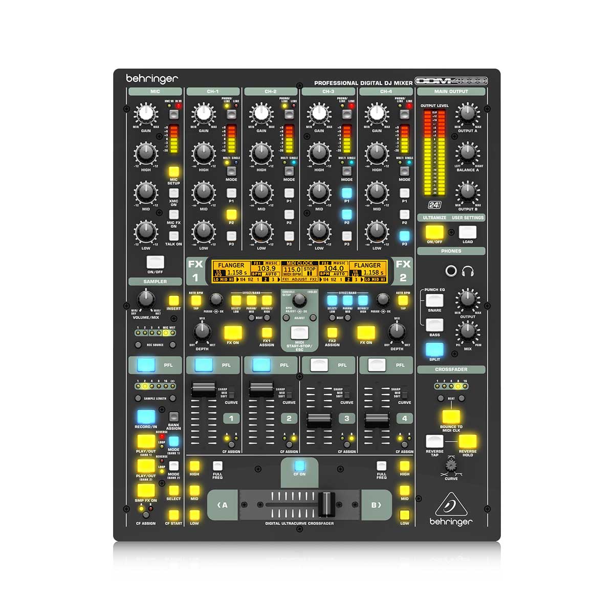 Behringer DDM4000 5-Channel Digital DJ Mixer with Sampler, 4 FX Sections, Dual BPM Counters and MIDI