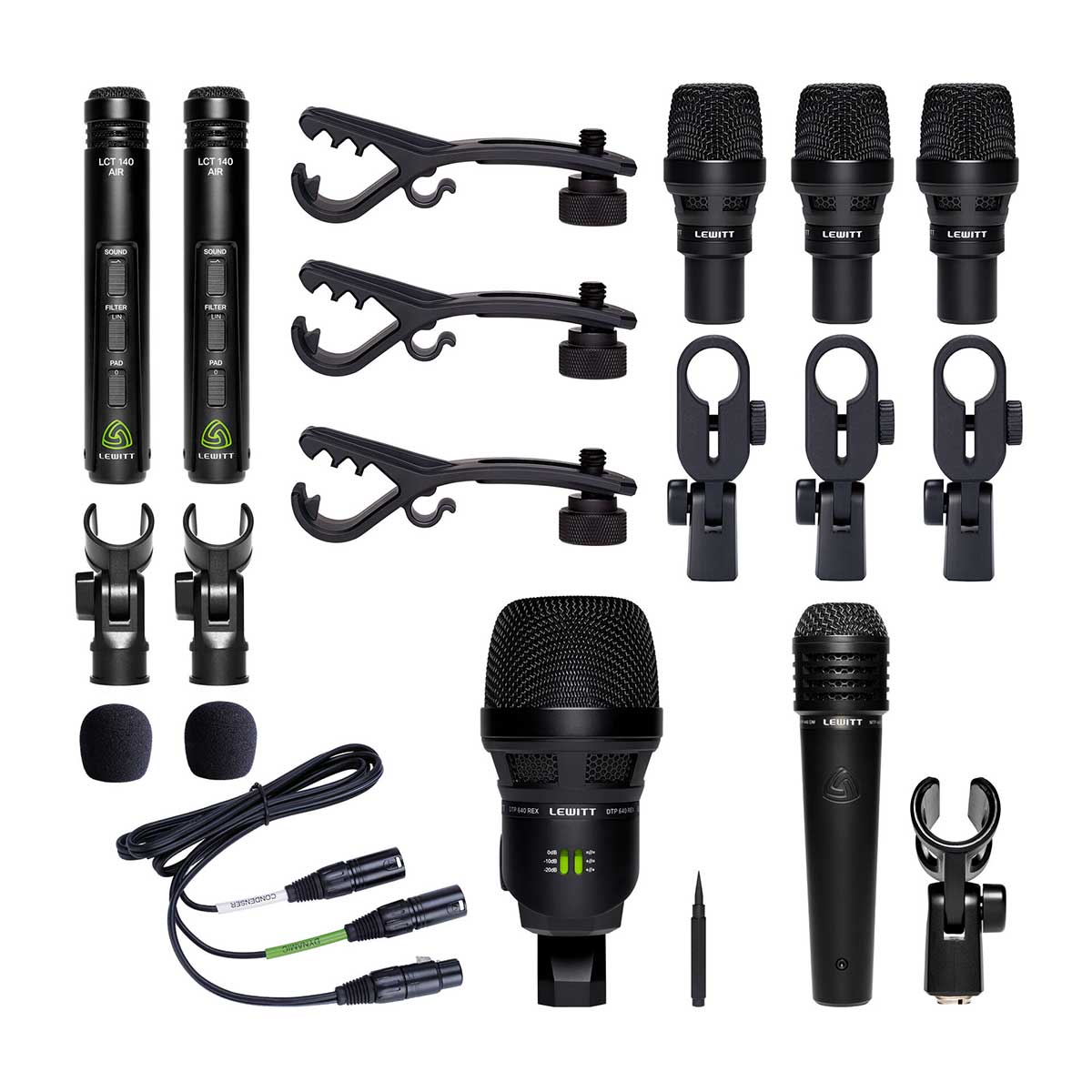 Lewitt BEATKIT PRO 7-piece drum microphone kit incl. mounts and windscreens