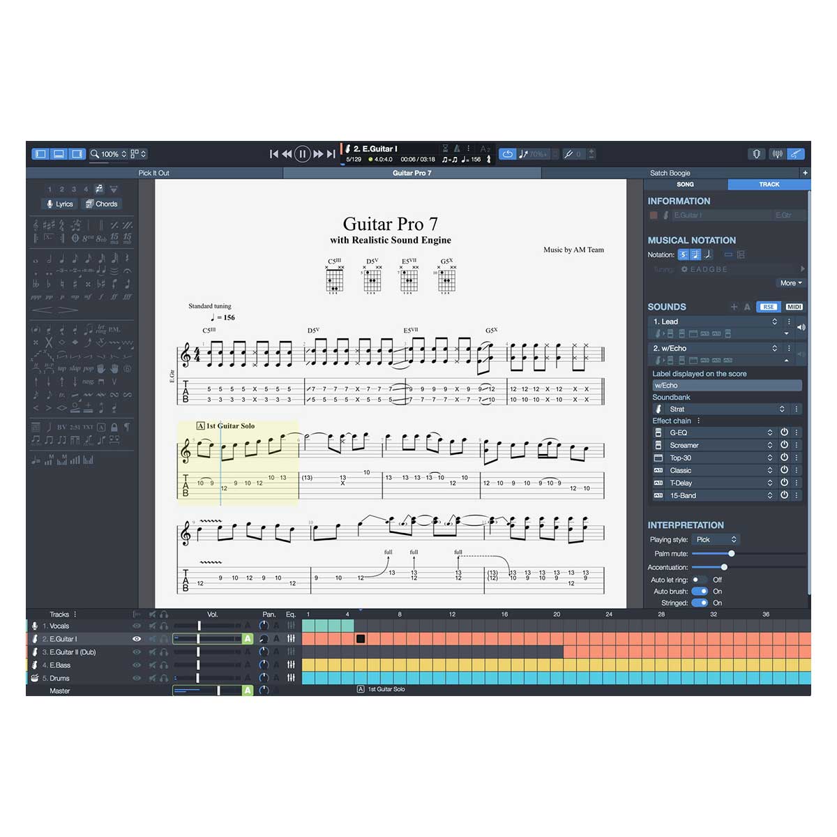 Guitar Pro 7.5 Tablature Notation Software for WIndows / Mac OS