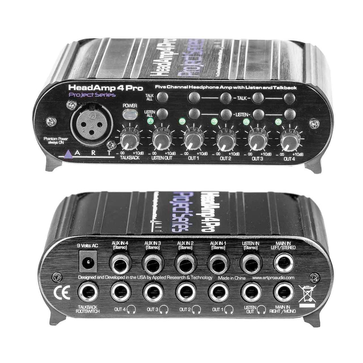 ART HeadAMP 4 Pro Five Channel Headphone Amplifier w/ Talkback
