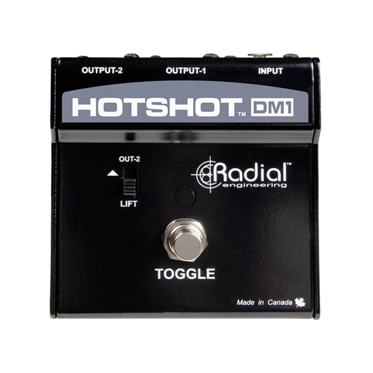 Radial Engineering HotShot DM1 Mic switcher toggles signal from PA to monitors. For dynamic mics
