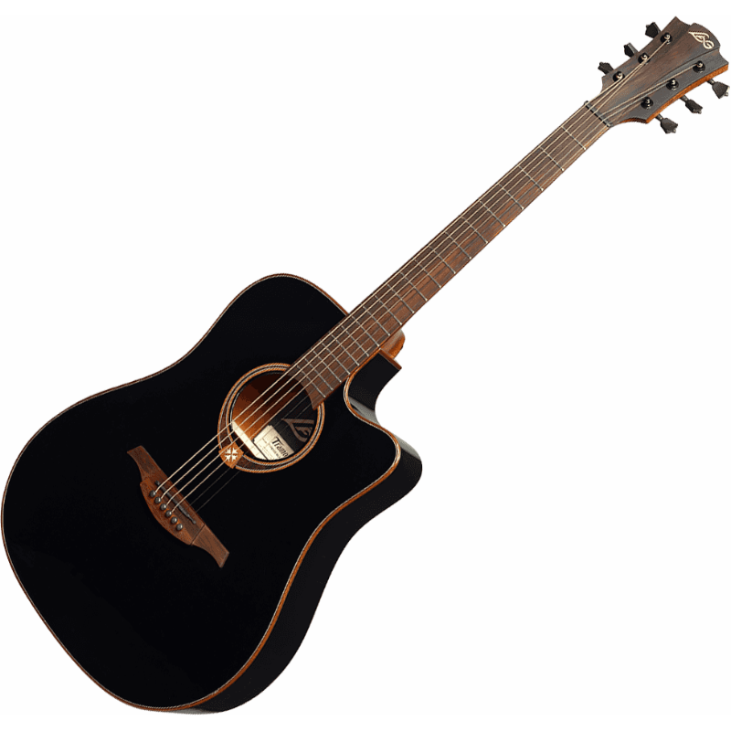 Lag T118DCE Tramontana Black Cutaway Electro-Acoustic Guitar with Cedar Top