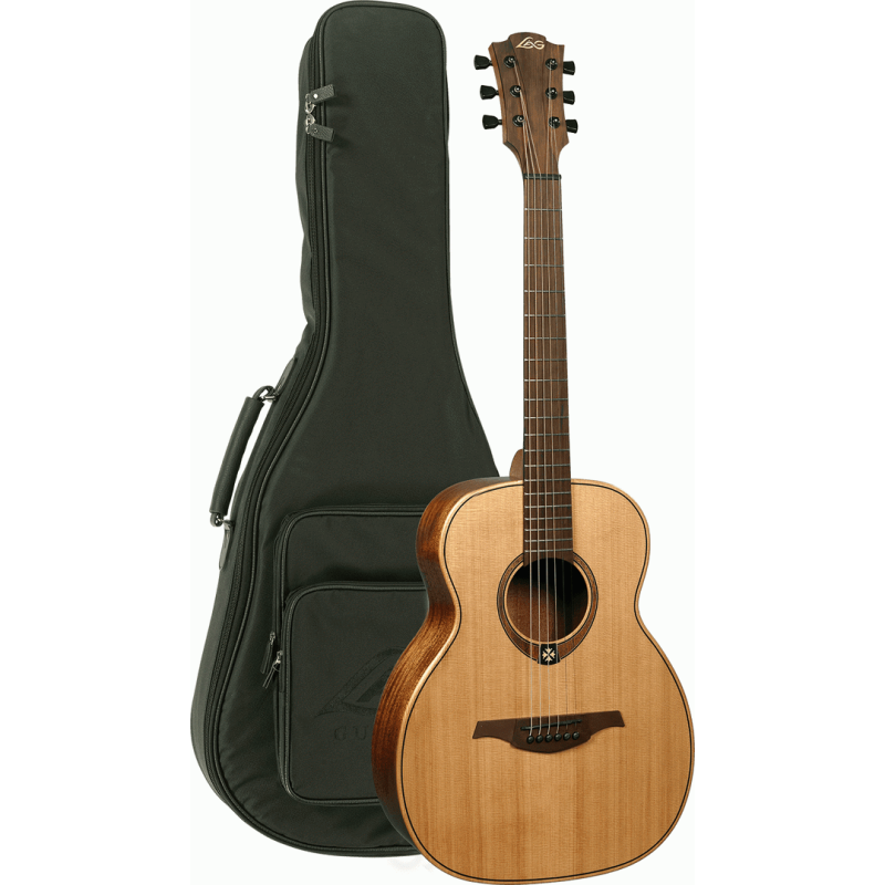 Lag Travel Guitar Red Cedar with Carry Bag