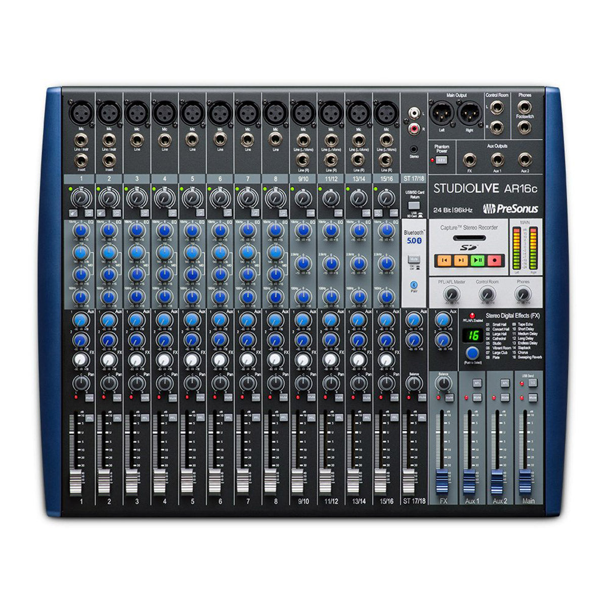 PreSonus StudioLive AR16c 16 channel USB-C™ Compatible Audio Interface / Analog Mixer / Stereo SD Recorder