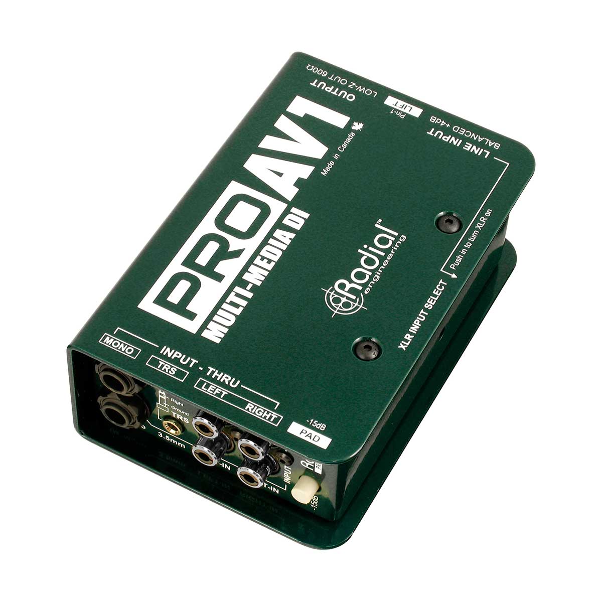 Radial Engineering ProAV1 Passive 1 channel multimedia DI with RCA, 3.5mm, XLR, 1/4" connectors