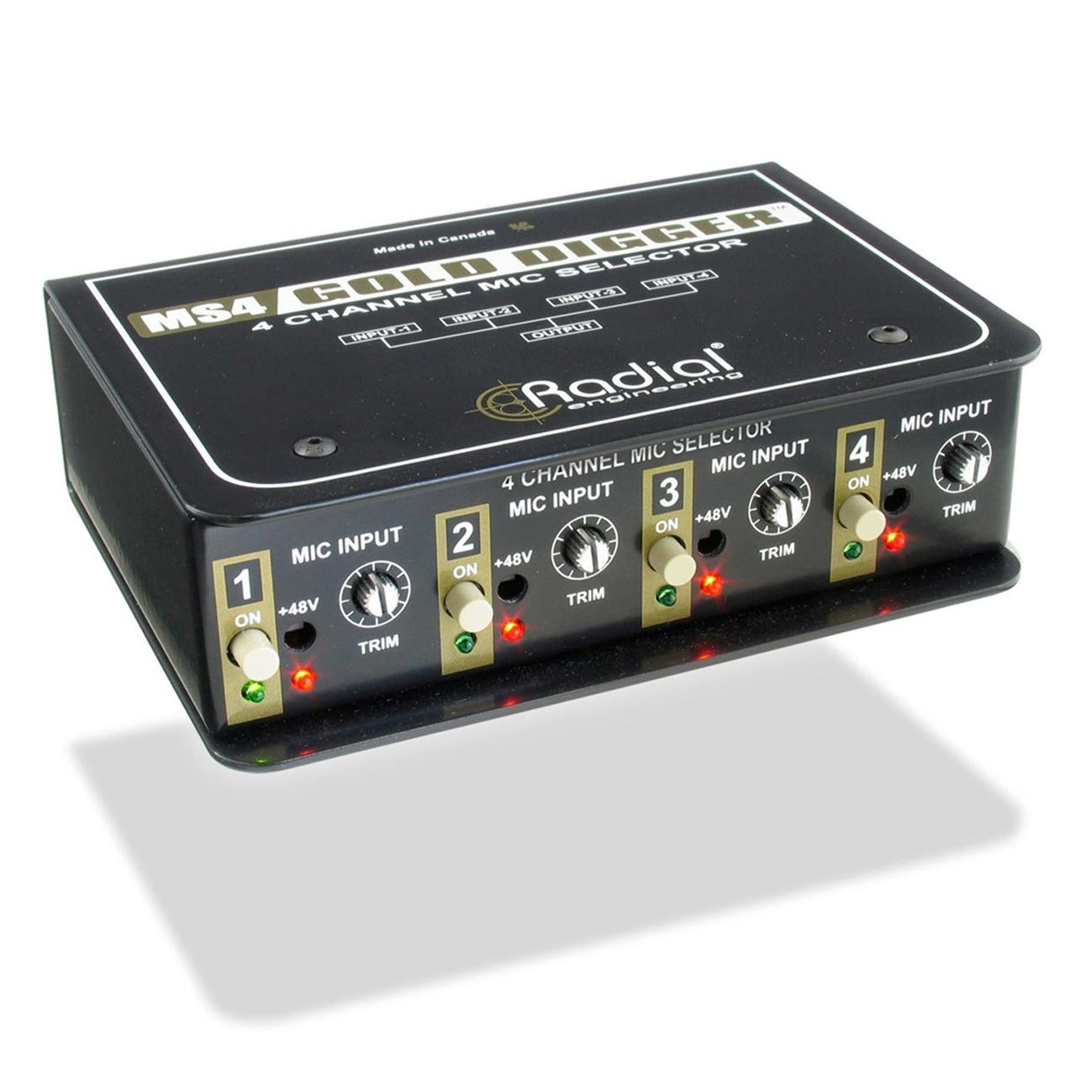 Signal Routing - Radial Gold Digger 4-Channel Mic Selector