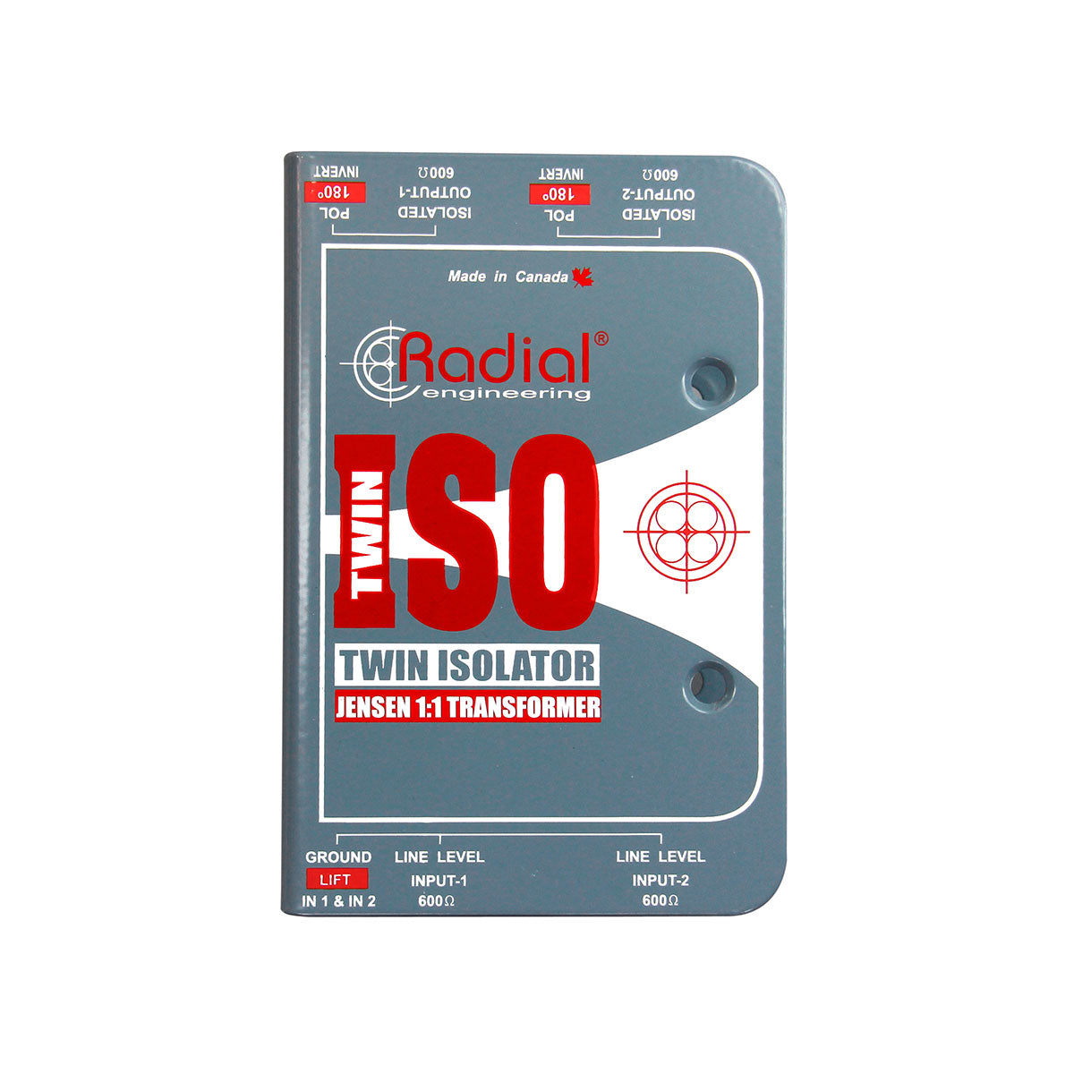 Radial Engineering Twin-Iso Line level isolator, passive 2 ch balanced with high performance transformers