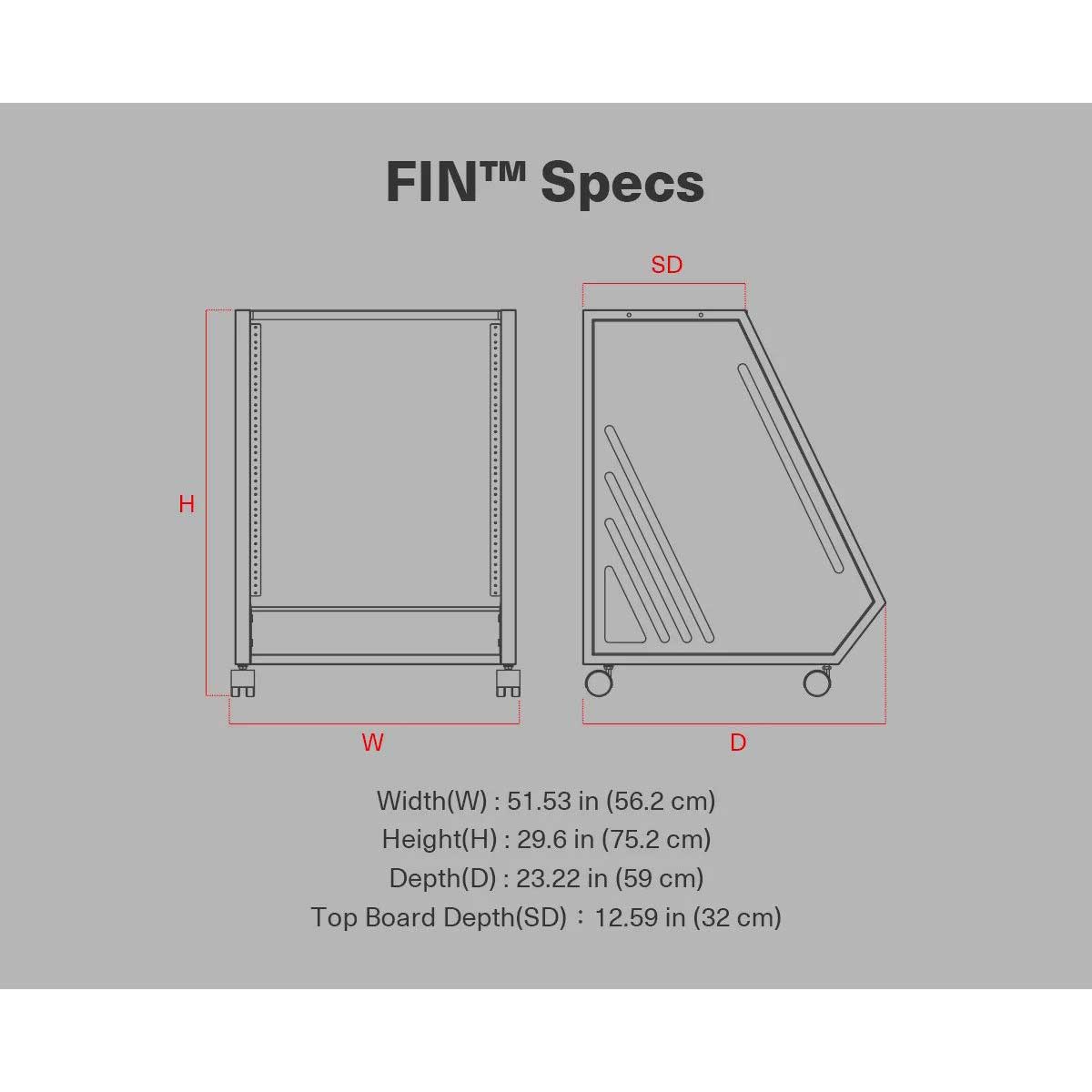 Wavebone Fin 13U Angled Studio Rack